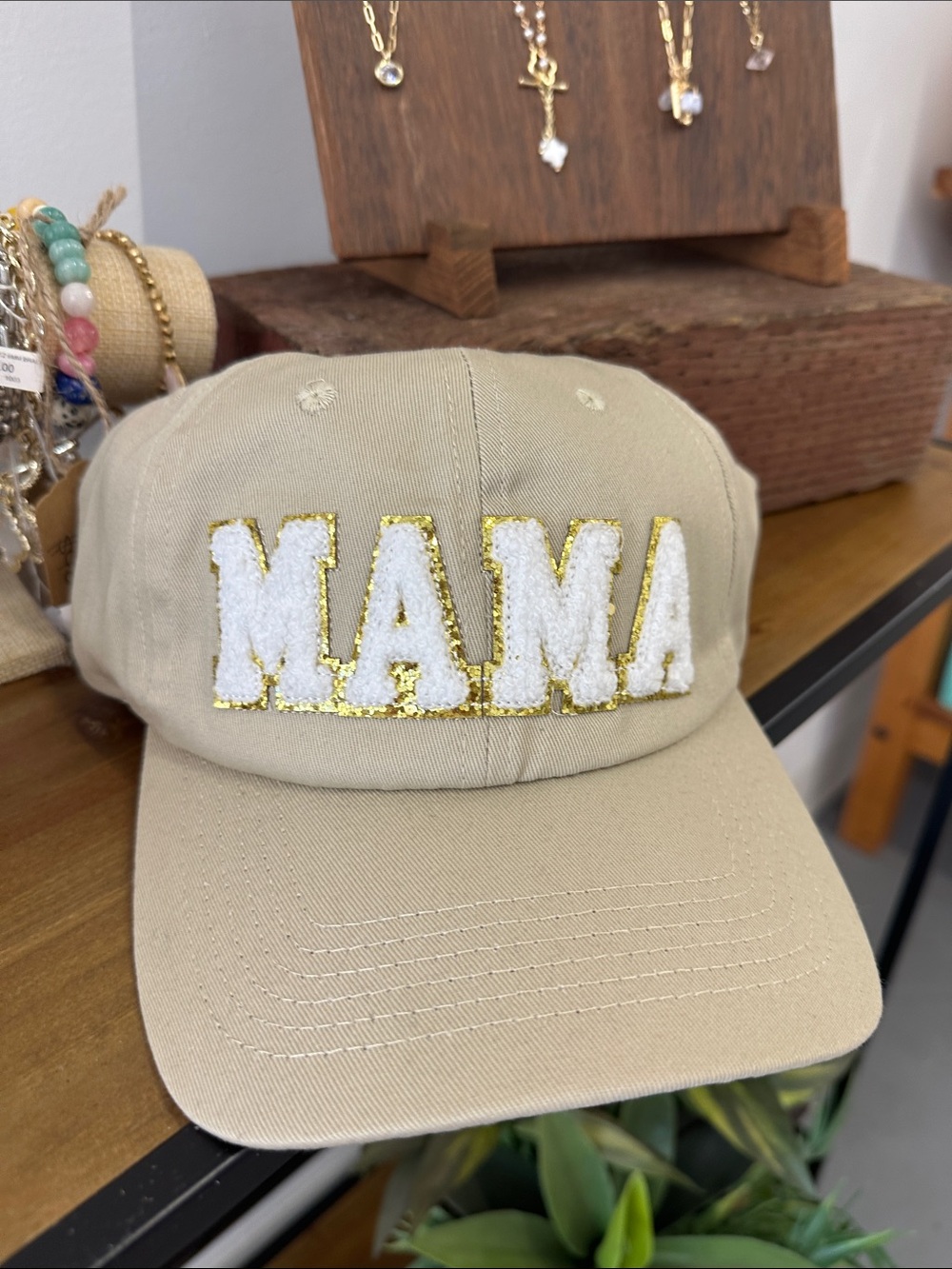 MAMA Embroidered Baseball Cap - Beige